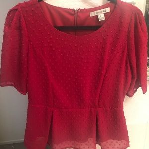Red peplum blouse